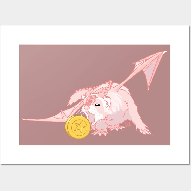 Kyupie the Dragon Ferret Wall Art by Prin Aylan